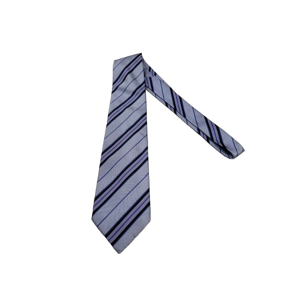 Banana Republic Mens 100% Silk Tie Classic Width Striped Blue Black Purple